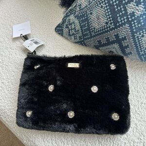 Kate Spade Black Faux Fur Clutch